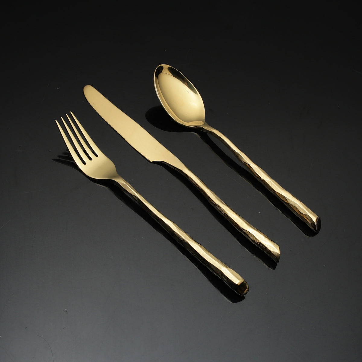 Huner Beyaz PVD Gold cutlery serving set