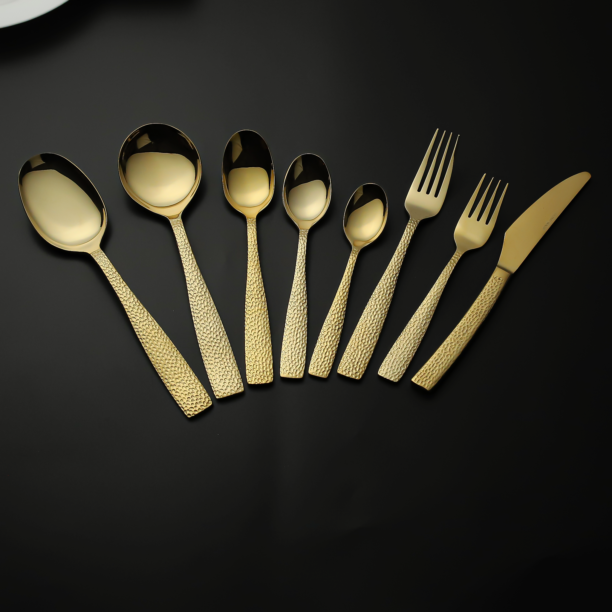 Sterling Hot-Selling Hammered Cutlery Set in Gold