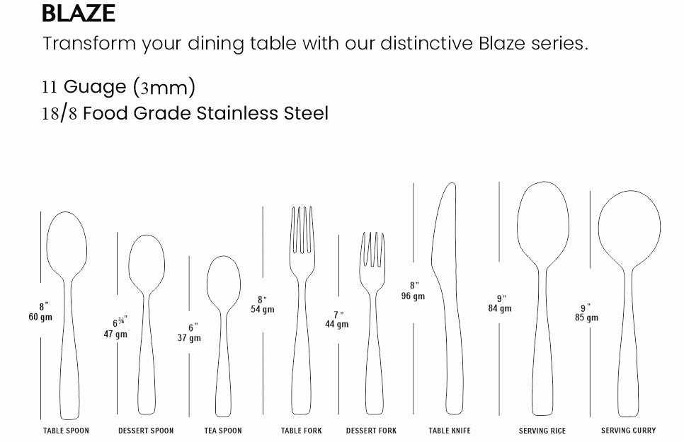 Blaze, Premium Stainless Steel Cutlery Set