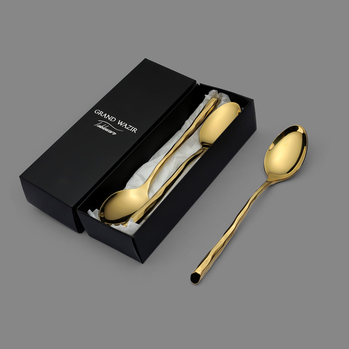 Huner Beyaz PVD Gold Dessert Spoon - packaging